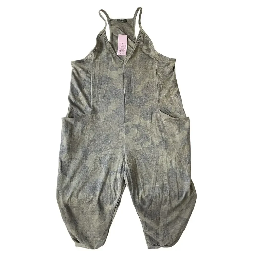 Wild Fable Women Jumpsuit S Olive Camouflage Sleeveless 20